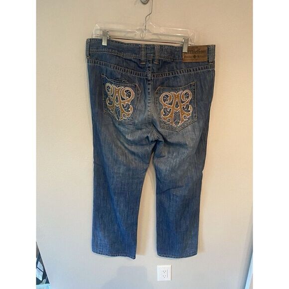 Affliction Denim Jeans Mens 36x30 Blue Distressed SP - Picture 5 of 10